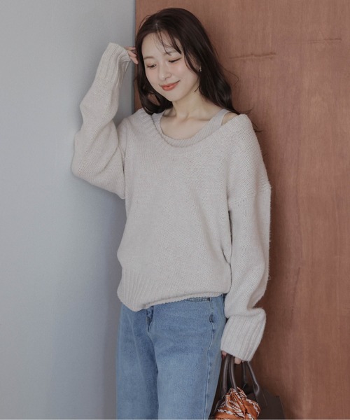SUGAR BISKET(シュガービスケット)の「タンクトップレイヤードニットセット(その他トップス・レディース・ベージュ/オートミール/ブラック/グレー・フリー)」の18枚目の写真