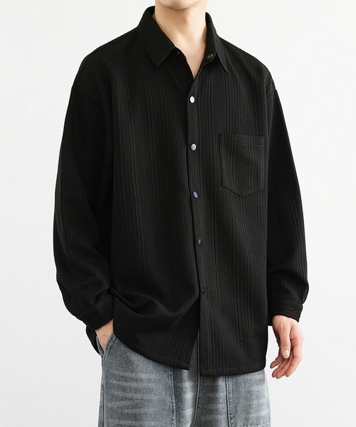 aimoha(アイモハ)の「ジェガードニットシャツジャケット/Jegard knit shirt jacket(その他アウター・メンズ・ホワイト/ブラック・X-LARGE/XXX-LARGE/XX-LARGE)」の2枚目の写真