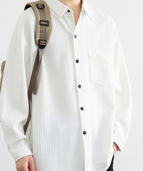 aimoha(アイモハ)の「ジェガードニットシャツジャケット/Jegard knit shirt jacket(その他アウター・メンズ・ホワイト/ブラック・X-LARGE/XXX-LARGE/XX-LARGE)」の8枚目の写真