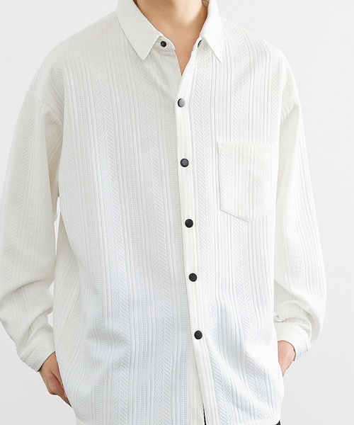 aimoha(アイモハ)の「ジェガードニットシャツジャケット/Jegard knit shirt jacket(その他アウター・メンズ・ホワイト/ブラック・X-LARGE/XXX-LARGE/XX-LARGE)」の10枚目の写真