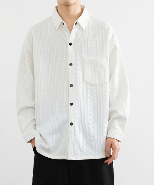 aimoha(アイモハ)の「ジェガードニットシャツジャケット/Jegard knit shirt jacket(その他アウター・メンズ・ホワイト/ブラック・X-LARGE/XXX-LARGE/XX-LARGE)」の3枚目の写真