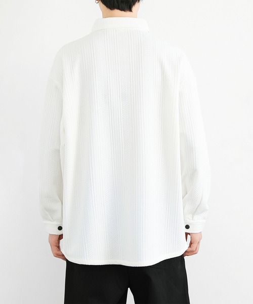 aimoha(アイモハ)の「ジェガードニットシャツジャケット/Jegard knit shirt jacket(その他アウター・メンズ・ホワイト/ブラック・X-LARGE/XXX-LARGE/XX-LARGE)」の11枚目の写真