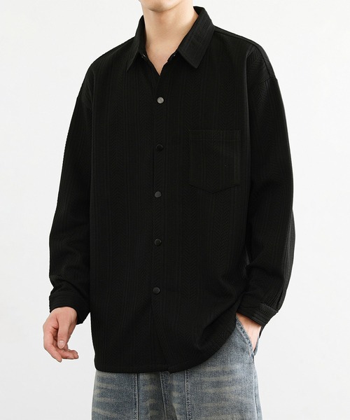 aimoha(アイモハ)の「ジェガードニットシャツジャケット/Jegard knit shirt jacket(その他アウター・メンズ・ホワイト/ブラック・X-LARGE/XXX-LARGE/XX-LARGE)」の18枚目の写真