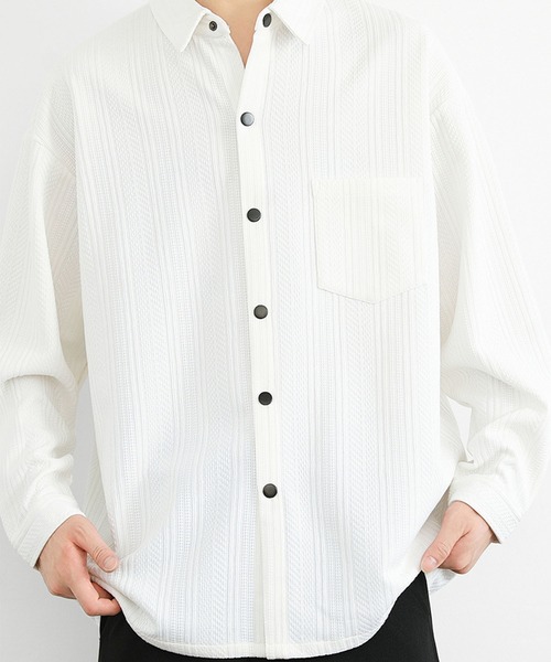 aimoha(アイモハ)の「ジェガードニットシャツジャケット/Jegard knit shirt jacket(その他アウター・メンズ・ホワイト/ブラック・X-LARGE/XXX-LARGE/XX-LARGE)」の6枚目の写真
