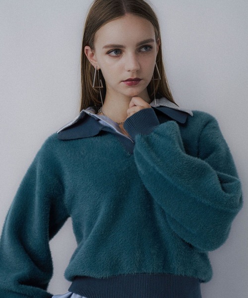 HARE(ハレ)の「シャギーポロニットプルオーバー(HARE)(ニット/セーター・レディース・ブルーグリーン/レオパード・FREE)」の13枚目の写真