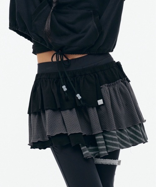 【TUOMIO】BANDED LAYERED SKIRT / 【トゥオミオ】バンディッドレイヤードスカート