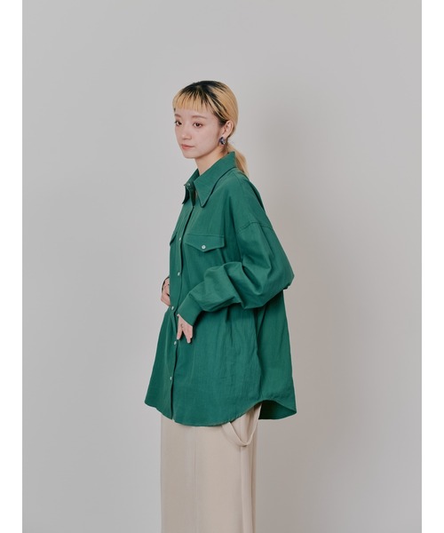 TEVALT（ヴァレット）の「バタフライカラーウエスタンライクシャツ（シャツ/ブラウス・レディース・グリーン/チャコール/ベージュ・38）」の5枚目の写真