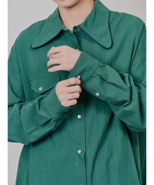 TEVALT（ヴァレット）の「バタフライカラーウエスタンライクシャツ（シャツ/ブラウス・レディース・グリーン/チャコール/ベージュ・38）」の9枚目の写真