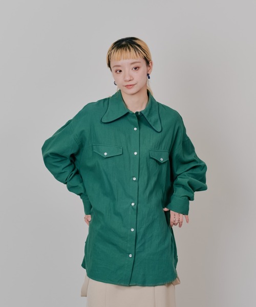 TEVALT（ヴァレット）の「バタフライカラーウエスタンライクシャツ（シャツ/ブラウス・レディース・グリーン/チャコール/ベージュ・38）」の10枚目の写真