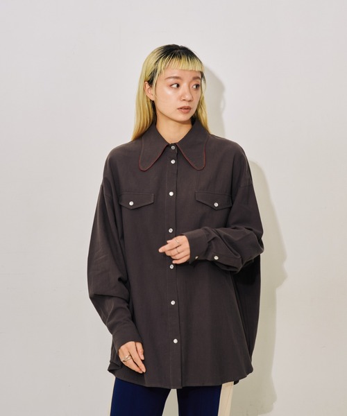 TEVALT（ヴァレット）の「バタフライカラーウエスタンライクシャツ（シャツ/ブラウス・レディース・グリーン/チャコール/ベージュ・38）」の11枚目の写真