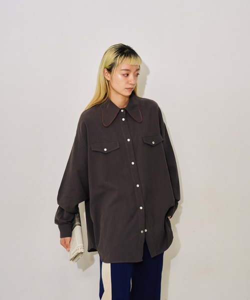 TEVALT（ヴァレット）の「バタフライカラーウエスタンライクシャツ（シャツ/ブラウス・レディース・グリーン/チャコール/ベージュ・38）」の13枚目の写真