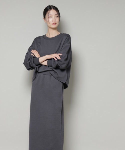 NANO universe（ナノユニバース）の「ジャガードカット セットアップ（ワンピース・レディース・ブラック/ライトグレー/チャコール・FREE）」の13枚目の写真
