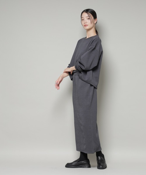 NANO universe（ナノユニバース）の「ジャガードカット セットアップ（ワンピース・レディース・ブラック/ライトグレー/チャコール・FREE）」の14枚目の写真