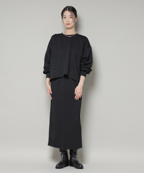 NANO universe（ナノユニバース）の「ジャガードカット セットアップ（ワンピース・レディース・ブラック/ライトグレー/チャコール・FREE）」の5枚目の写真