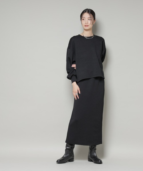 NANO universe（ナノユニバース）の「ジャガードカット セットアップ（ワンピース・レディース・ブラック/ライトグレー/チャコール・FREE）」の6枚目の写真