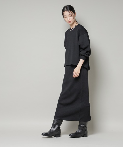 NANO universe（ナノユニバース）の「ジャガードカット セットアップ（ワンピース・レディース・ブラック/ライトグレー/チャコール・FREE）」の7枚目の写真