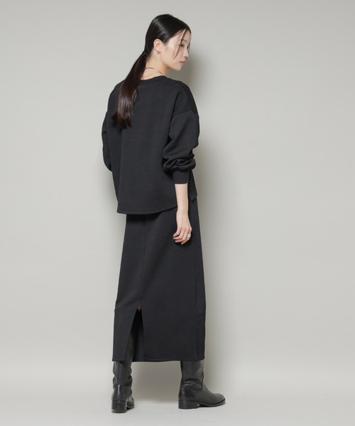 NANO universe（ナノユニバース）の「ジャガードカット セットアップ（ワンピース・レディース・ブラック/ライトグレー/チャコール・FREE）」の8枚目の写真