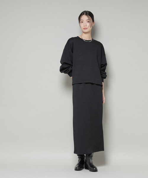 NANO universe（ナノユニバース）の「ジャガードカット セットアップ（ワンピース・レディース・ブラック/ライトグレー/チャコール・FREE）」の10枚目の写真