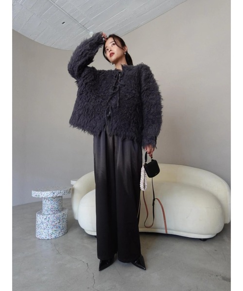 TRUNC(トランクエイティーエイト)の「Side Line Satin Pants(その他パンツ・レディース・ブラック/アイボリー・FREE)」の5枚目の写真