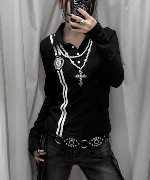 SETUP‐EXE】WAFFEN LINE COLLAR TEE / 【セットアップエグゼ】ワッ