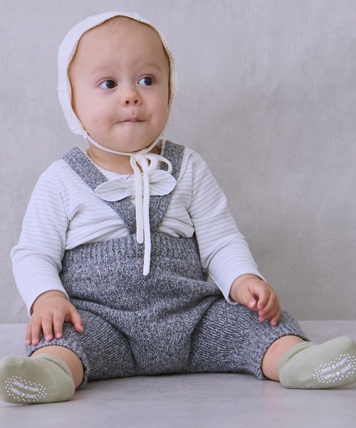 petit main（プティマイン）の「サスつきニットパンツセット（その他ベビーウェア・キッズ・チャコール/ベージュ・80ｃｍ/70cm）」の2枚目の写真