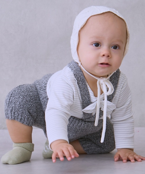 petit main（プティマイン）の「サスつきニットパンツセット（その他ベビーウェア・キッズ・チャコール/ベージュ・80ｃｍ/70cm）」の3枚目の写真