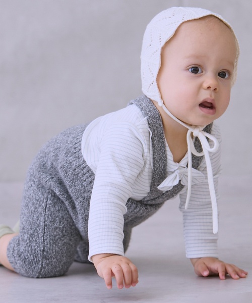 petit main（プティマイン）の「サスつきニットパンツセット（その他ベビーウェア・キッズ・チャコール/ベージュ・80ｃｍ/70cm）」の4枚目の写真