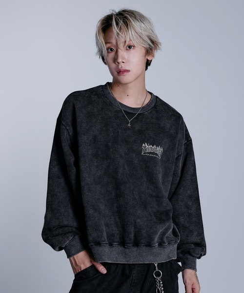 THRASHER（スラッシャー）の「THRASHER×MSG 別注 ヴィンテージ加工スウェットプルオーバー【UNISEX】（スウェット・メンズ・グリーン/ブラック系1/ネイビー/ブラック・M/L/XL/S）」の21枚目の写真