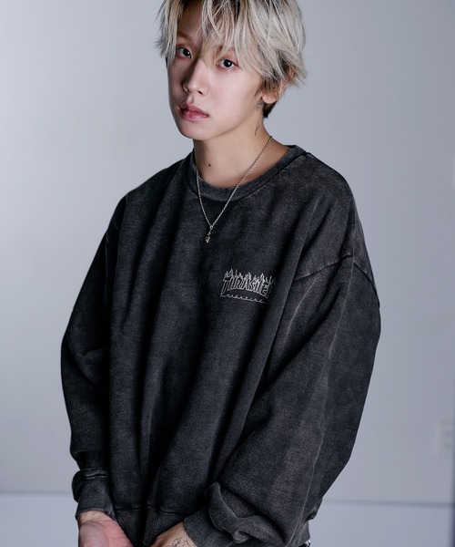 THRASHER（スラッシャー）の「THRASHER×MSG 別注 ヴィンテージ加工スウェットプルオーバー【UNISEX】（スウェット・メンズ・グリーン/ブラック系1/ネイビー/ブラック・M/L/XL/S）」の22枚目の写真