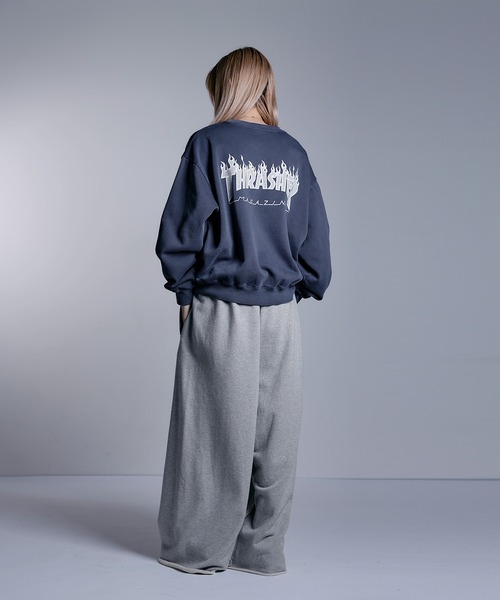 THRASHER（スラッシャー）の「THRASHER×MSG 別注 ヴィンテージ加工スウェットプルオーバー【UNISEX】（スウェット・メンズ・グリーン/ブラック系1/ネイビー/ブラック・M/L/XL/S）」の6枚目の写真