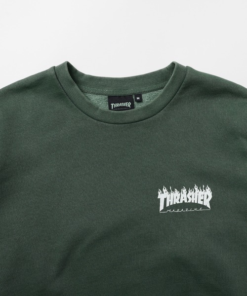 THRASHER（スラッシャー）の「THRASHER×MSG 別注 ヴィンテージ加工スウェットプルオーバー【UNISEX】（スウェット・メンズ・グリーン/ブラック系1/ネイビー/ブラック・M/L/XL/S）」の12枚目の写真