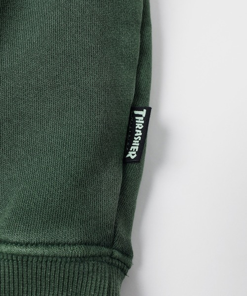 THRASHER（スラッシャー）の「THRASHER×MSG 別注 ヴィンテージ加工スウェットプルオーバー【UNISEX】（スウェット・メンズ・グリーン/ブラック系1/ネイビー/ブラック・M/L/XL/S）」の16枚目の写真