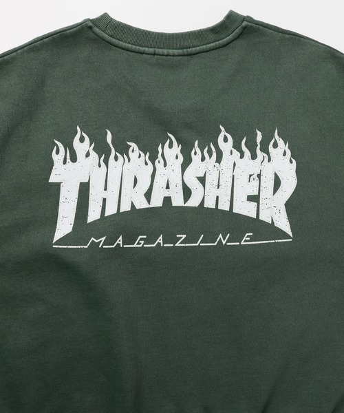 THRASHER（スラッシャー）の「THRASHER×MSG 別注 ヴィンテージ加工スウェットプルオーバー【UNISEX】（スウェット・メンズ・グリーン/ブラック系1/ネイビー/ブラック・M/L/XL/S）」の17枚目の写真