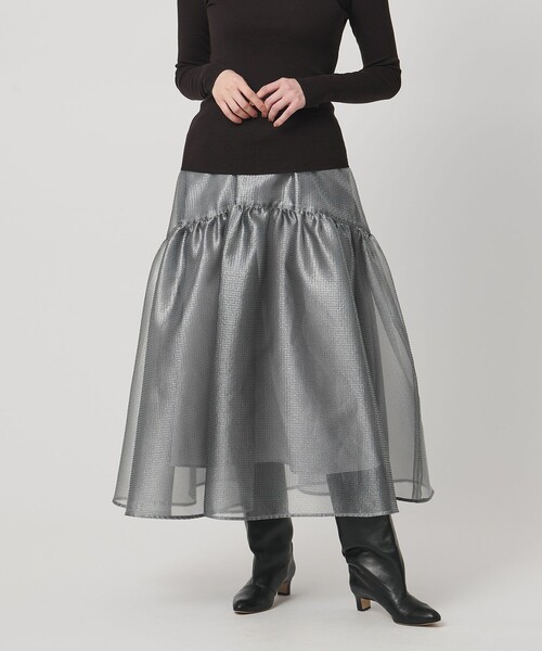 UNITED ARROWS（ユナイテッドアローズ）の「スケルトン シャイン ジャガード スカート ‐ウォッシャブル‐（スカート・レディース・シルバー/ブラック・38/36）」の5枚目の写真