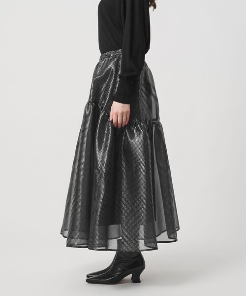UNITED ARROWS（ユナイテッドアローズ）の「スケルトン シャイン ジャガード スカート ‐ウォッシャブル‐（スカート・レディース・シルバー/ブラック・38/36）」の8枚目の写真
