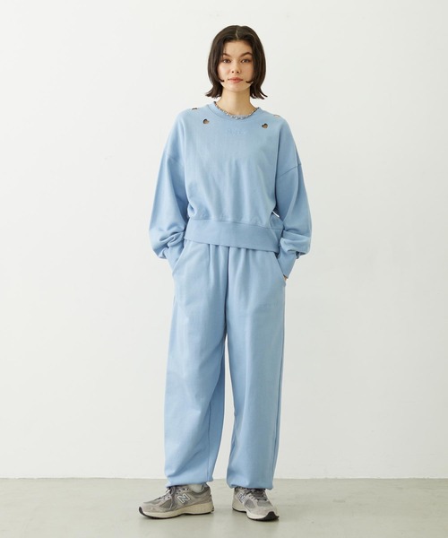 MILKFED.（ミルクフェド）の「LOOSE SWEATPANTS（スウェットパンツ・レディース・ライトブルー/ブラック/オートミール・M/S）」の9枚目の写真