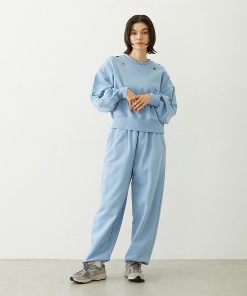 MILKFED.（ミルクフェド）の「LOOSE SWEATPANTS（スウェットパンツ・レディース・ライトブルー/ブラック/オートミール・M/S）」の10枚目の写真
