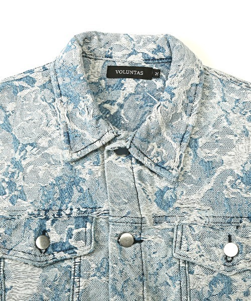 LUXSTYLE（ラグスタイル）の「ダメージ加工花柄デニムジャケット（デニムジャケット・メンズ・ブルー・L/M）」の17枚目の写真