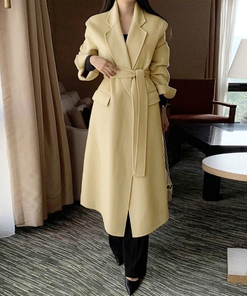 セール】ウエストベルト付きロングコート（チェスターコート）｜ONEP