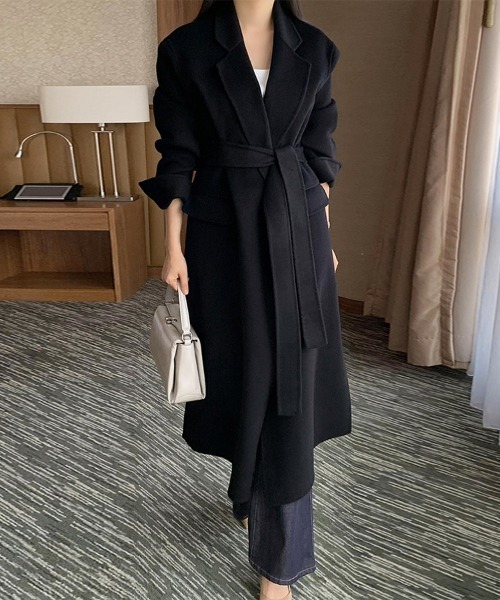 セール】ウエストベルト付きロングコート（チェスターコート）｜ONEP