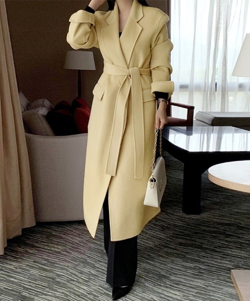 セール】ウエストベルト付きロングコート（チェスターコート）｜ONEP