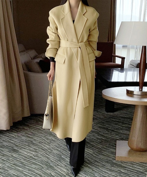 セール】ウエストベルト付きロングコート（チェスターコート）｜ONEP