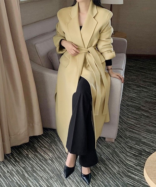 セール】ウエストベルト付きロングコート（チェスターコート）｜ONEP