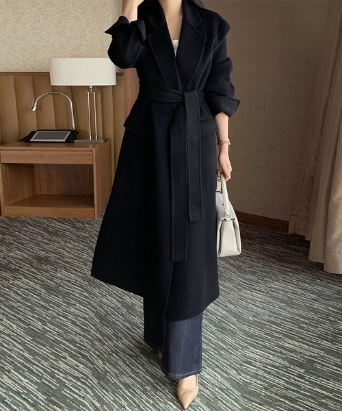 セール】ウエストベルト付きロングコート（チェスターコート）｜ONEP