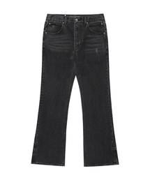 Sleek zipper detail boots cut denim pants black