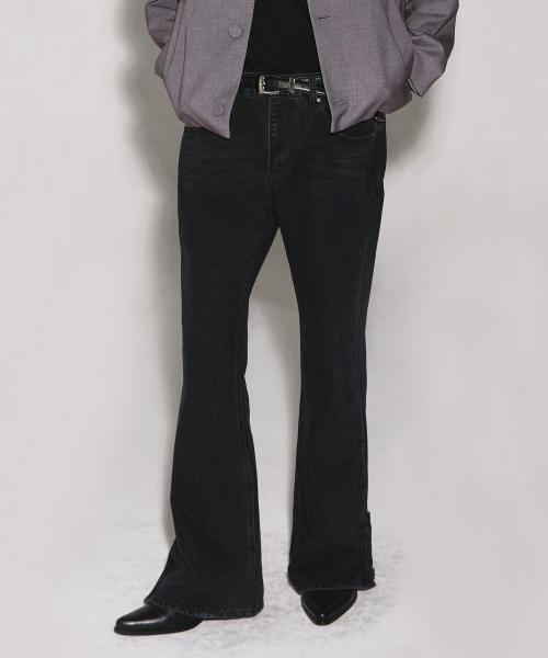 WESLEYHYUSTON（ウェズリーユーストン）の「Sleek zipper detail boots cut denim pants black（デニムパンツ・メンズ・その他・SMALL/MEDIUM/LARGE）」の3枚目の写真