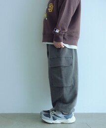 green label relaxing | 裏毛 ワイドカーゴパンツ(MDグレー)/ キッズ 100cm-160cm(カーゴパンツ)