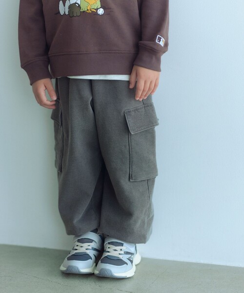 green label relaxing（グリーンレーベルリラクシング）の「裏毛 ワイドカーゴパンツ（MDグレー）/ キッズ  100cm-160cm（カーゴパンツ・キッズ・グレー系・160cm/120cm/110cm/100cm/140cm/150cm/130cm）」の2枚目の写真