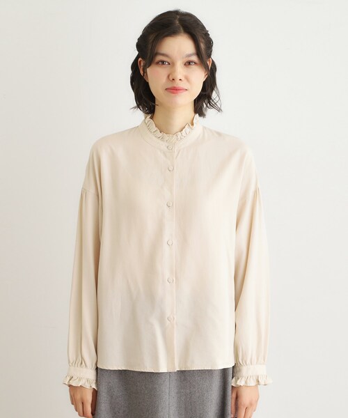 LAURA ASHLEY(ローラアシュレイ)の「【洗える/羽織に使える】セルロース フリルブラウス(シャツ/ブラウス・レディース・ベージュ/レッド・38)」の11枚目の写真