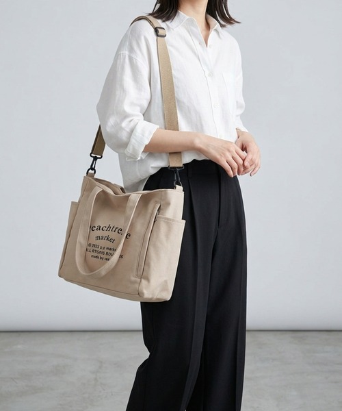 BACKYARD FAMILY(バックヤードファミリー)の「トートバッグ pmytotobag14(トートバッグ・レディース・ブルー/アイボリー/ベージュ/ブラック/グレー・FREE)」の4枚目の写真